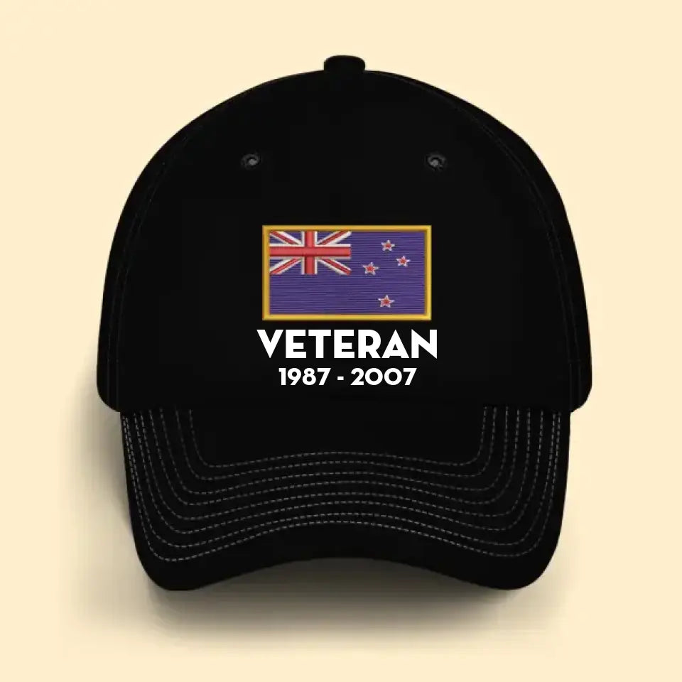 Personalized New Zealand Defense Force Veteran Retired Custom Served Time Cap QTKH24380