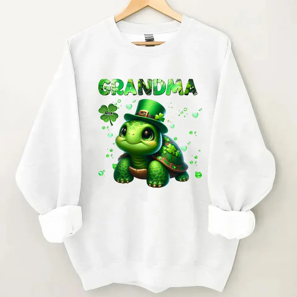 Personalized Grandma Turle Clover & Kid Names Sweatshirt Printed HN24383