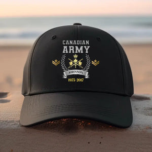 Personalized Canadian Army Rank Camo Custom Name Black Cap 2D Printed AHVQ24397