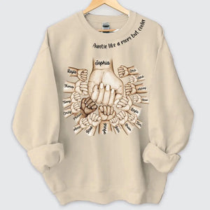 Personalized Auntie Like A Mom But Cooler Hands with Kid Names Sweatshirt Printed VQ24402
