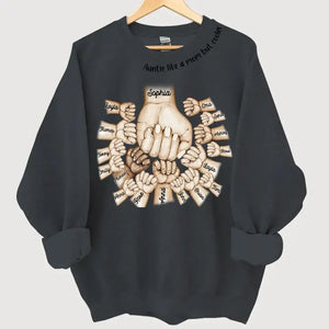 Personalized Auntie Like A Mom But Cooler Hands with Kid Names Sweatshirt Printed VQ24402