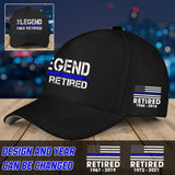 Personalized US Law Enforcement Thin Blue Line The Legend Has Retired Black Cap 2D Printed QTVQ24415