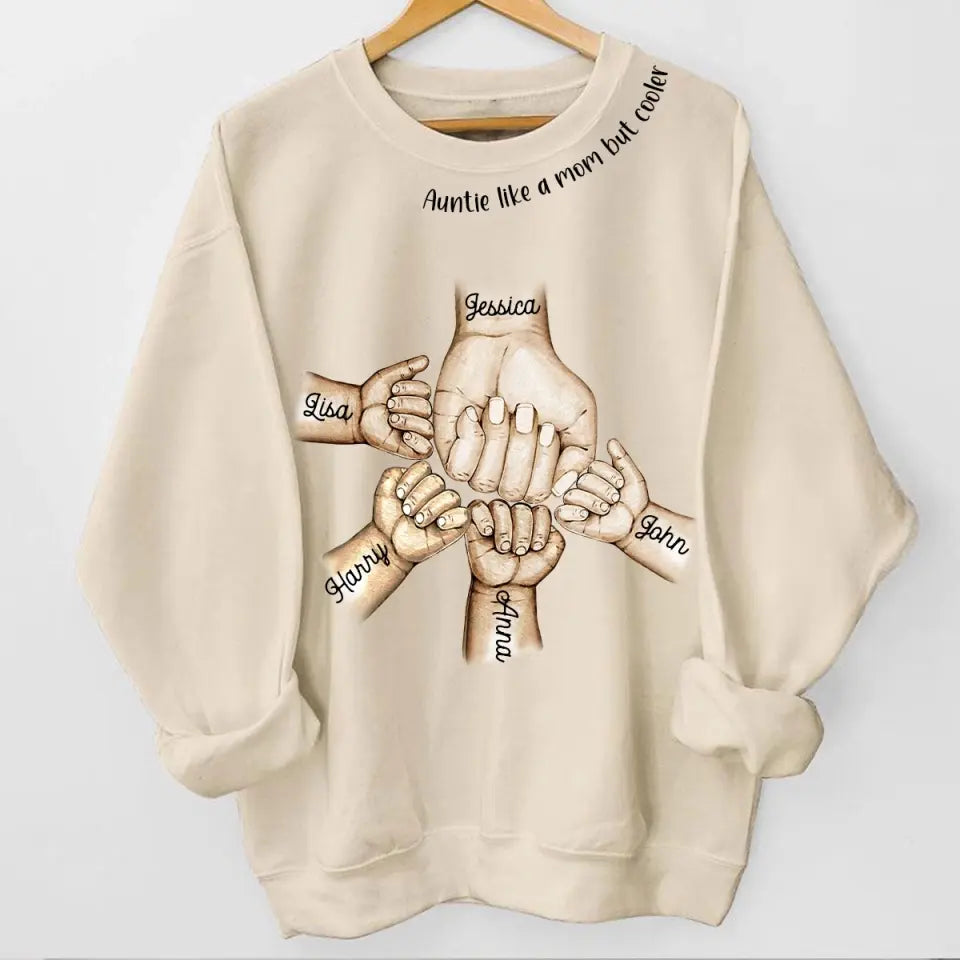 Personalized Auntie Heart Hands with Kid Names Sweatshirt Printed VQ24412