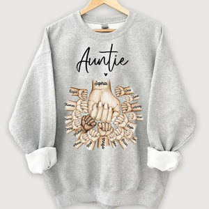 Personalized Auntie Heart Hands with Kid Names Sweatshirt Printed VQ24412