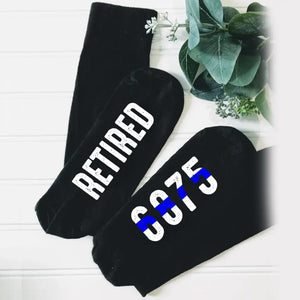 Personalized Retired Police Blue Line  3D Sock Printed VQ24425
