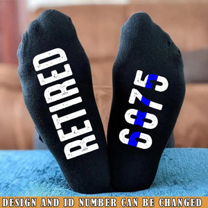 Personalized Retired Police Blue Line  3D Sock Printed VQ24425