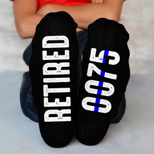 Personalized Retired Police Blue Line  3D Sock Printed VQ24425