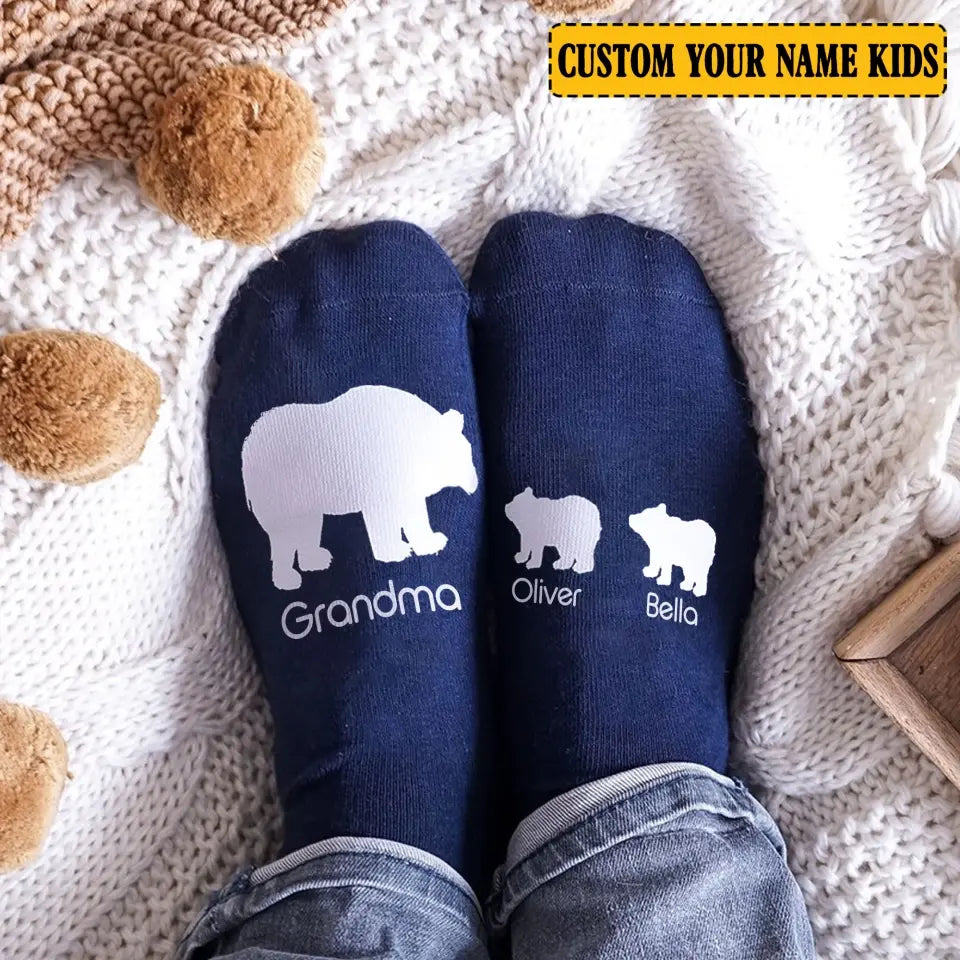 Personalized Grandma Bear Custom Name 3D Sock Printed LVA24422