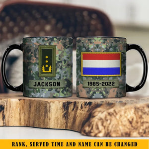 Personalized Netherland Veteran Rank Camo Custom Name & Served Time Black Mug Printed KVH24426