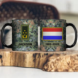 Personalized Netherland Veteran Rank Camo Custom Name & Served Time Black Mug Printed KVH24426