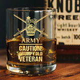 Personalized UK Army Caution Grumpy Old Veteran Whiskey Glass Printed AHVQ24436