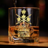 Personalized Canadian Army Caution Grumpy Old Veteran Whiskey Glass Printed AHVQ24436