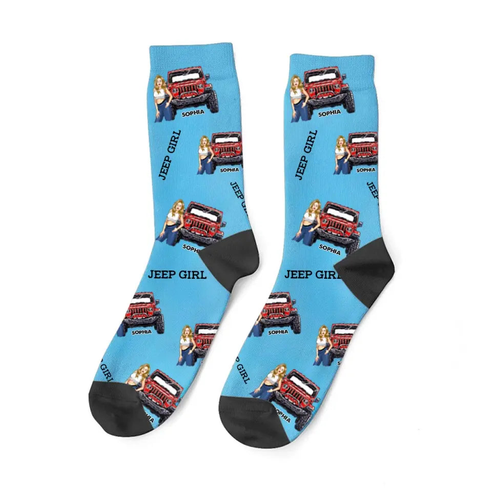 Personalized Jeep Girl Custom Name 3D Socks Printed VQ24433