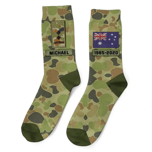 Personalized Australian Veteran Rank Camo Custom Name 3D Sock Printed KVH24437