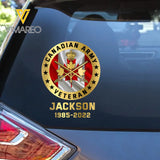 Personalized Canadian Army Veteran Custom Name Decal Printed AHKH24439