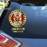 Personalized Canadian Army Veteran Custom Name Decal Printed AHKH24439