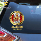Personalized Canadian Army Veteran Custom Name Decal Printed AHKH24439