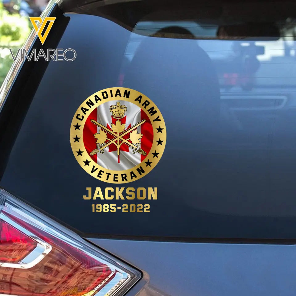 Personalized Canadian Army Veteran Custom Name Decal Printed AHKH24439