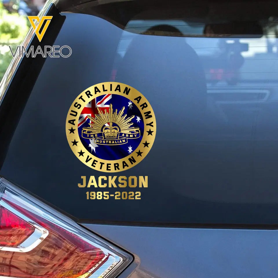 Personalized Australian Army Veteran Custom Name Decal Printed AHKH24439