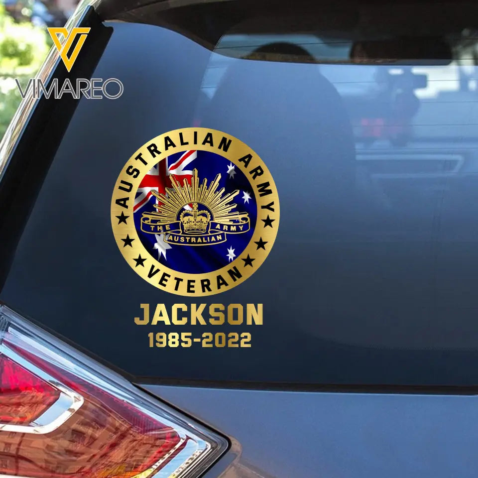 Personalized Australian Army Veteran Custom Name Decal Printed AHKH24439
