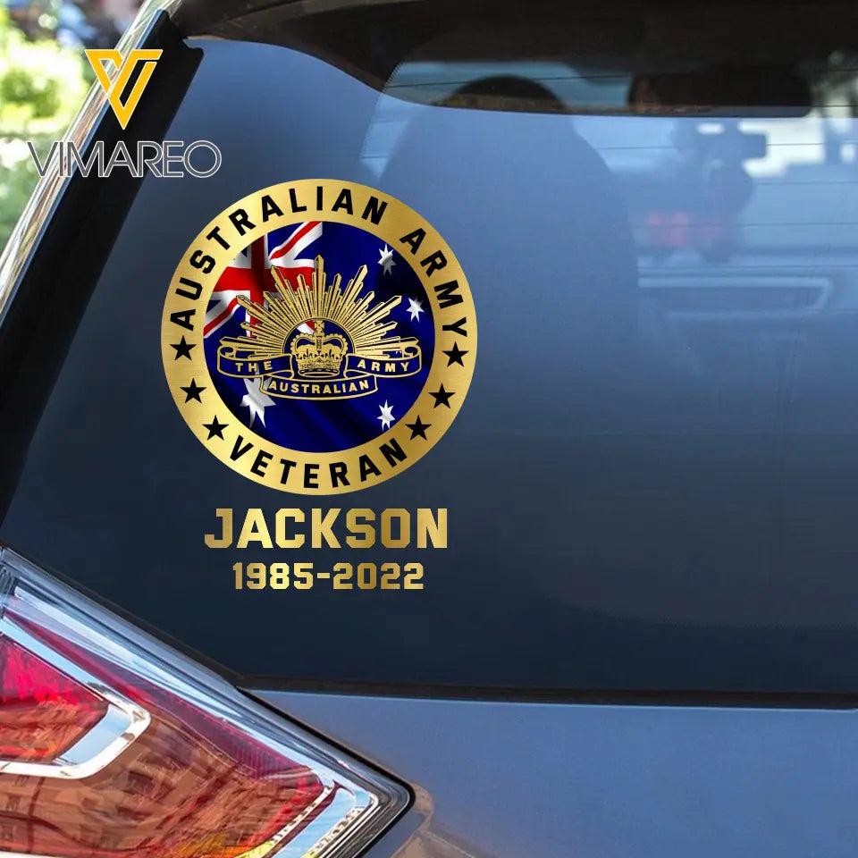 Personalized Australian Army Veteran Custom Name Decal Printed AHKH24439
