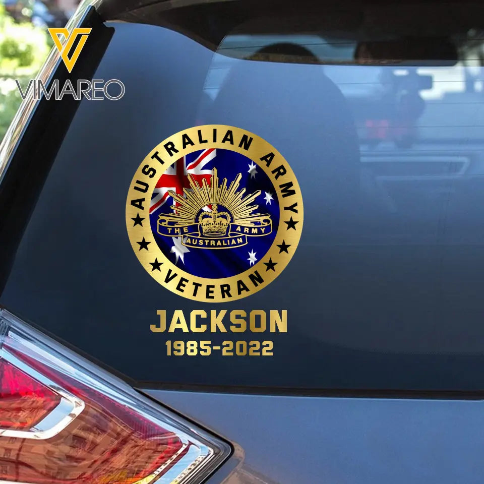 Personalized Australian Army Veteran Custom Name Decal Printed AHKH24439