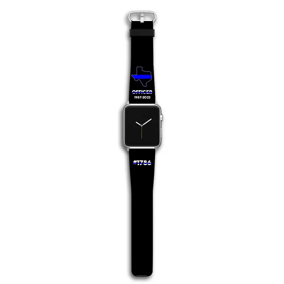 Personalized US State Police Officer Custom Time & ID Apple or Samsung Huawei Watch Band Leather Printed QTKH24456