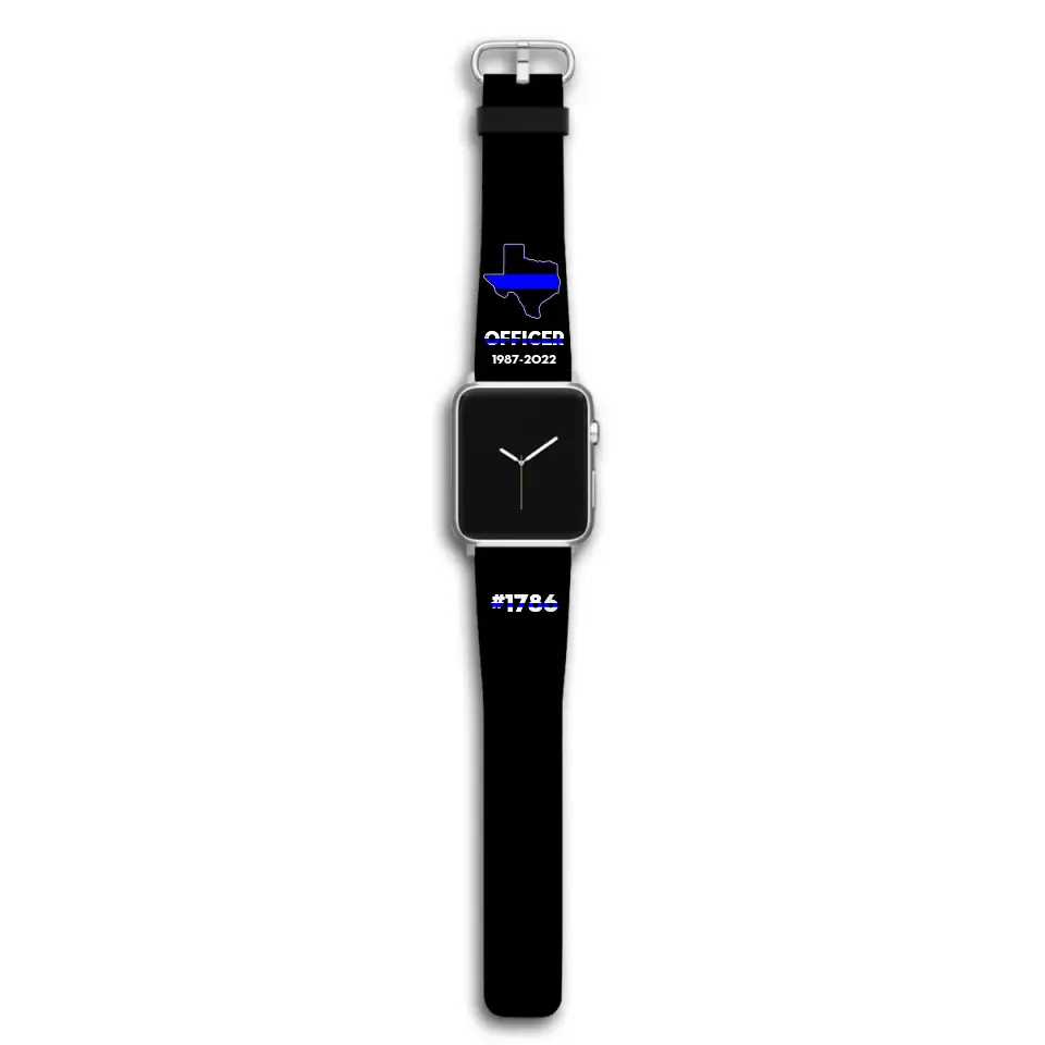Personalized US State Police Officer Custom Time & ID Apple or Samsung Huawei Watch Band Leather Printed QTKH24456
