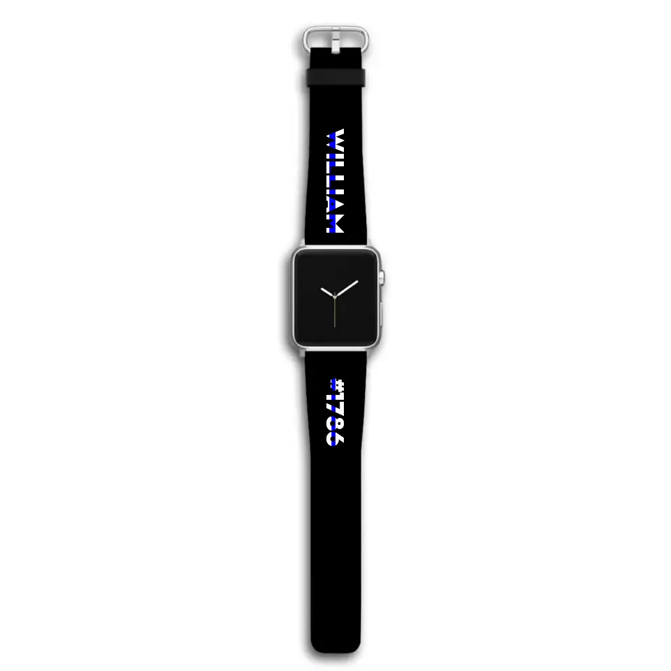 Personalized Police Officer Custom Name & ID Apple or Samsung Huawei Watch Band Leather Printed QTHN24459
