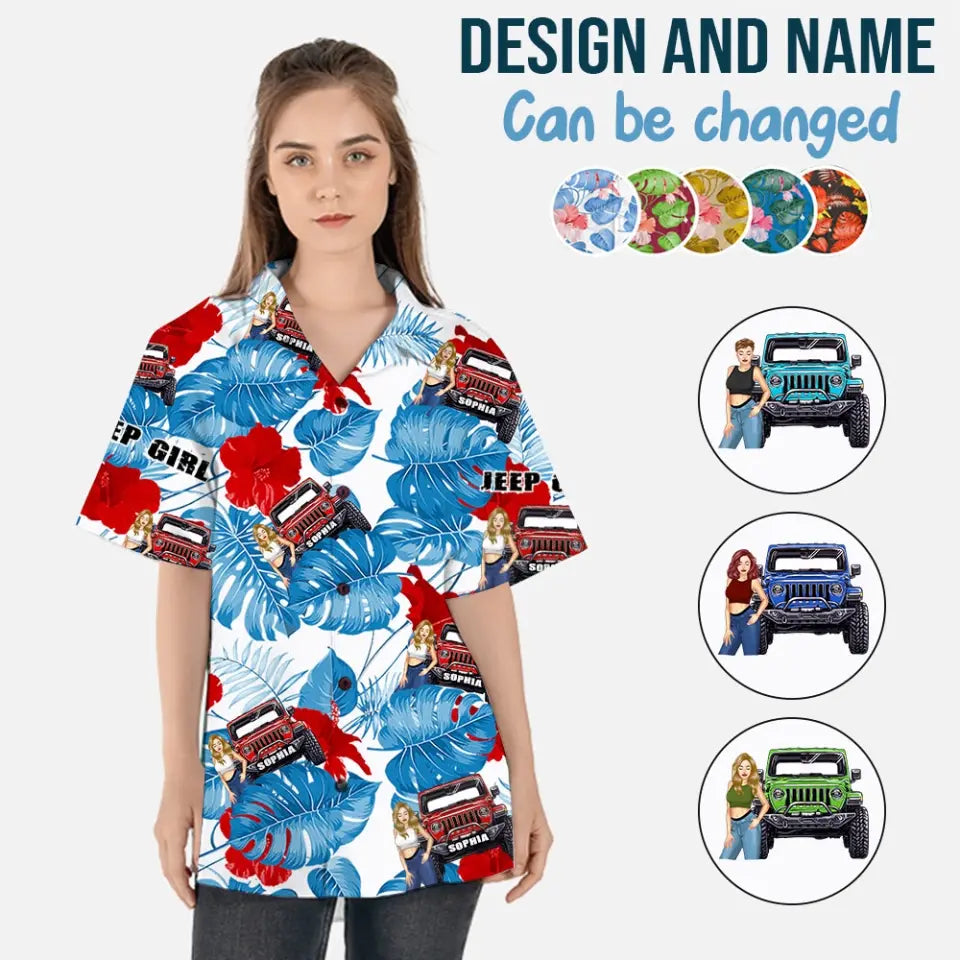 Personalized Jeep Girl Custom Name Hawaii Shirt Printed HN24473