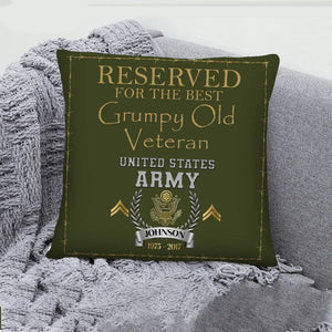 Personalized Reserved For The Best Grumpy Old Veteran US Army Rank Camo Pillow Printed AHVQ24493