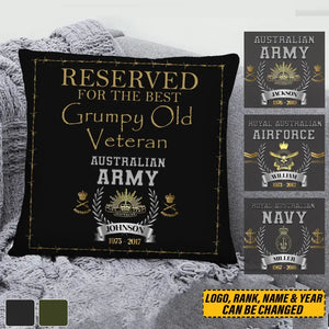 Personalized Reserved For The Best Grumpy Old Veteran Australian Army Rank Camo Pillow Printed AHVQ24493