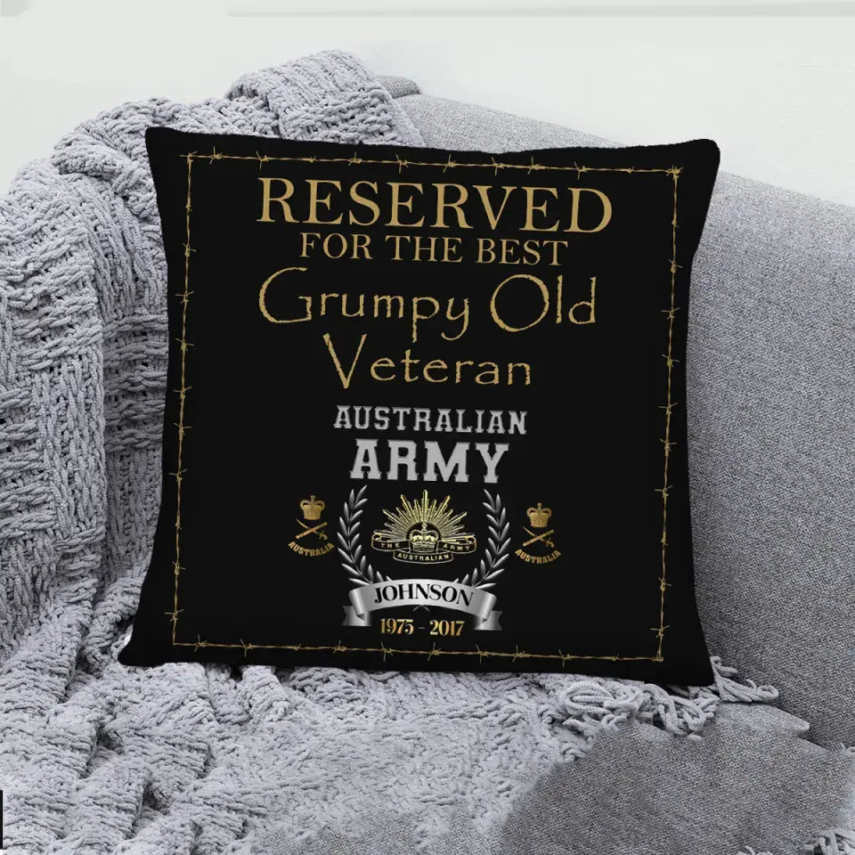 Personalized Reserved For The Best Grumpy Old Veteran Australian Army Rank Camo Pillow Printed AHVQ24493