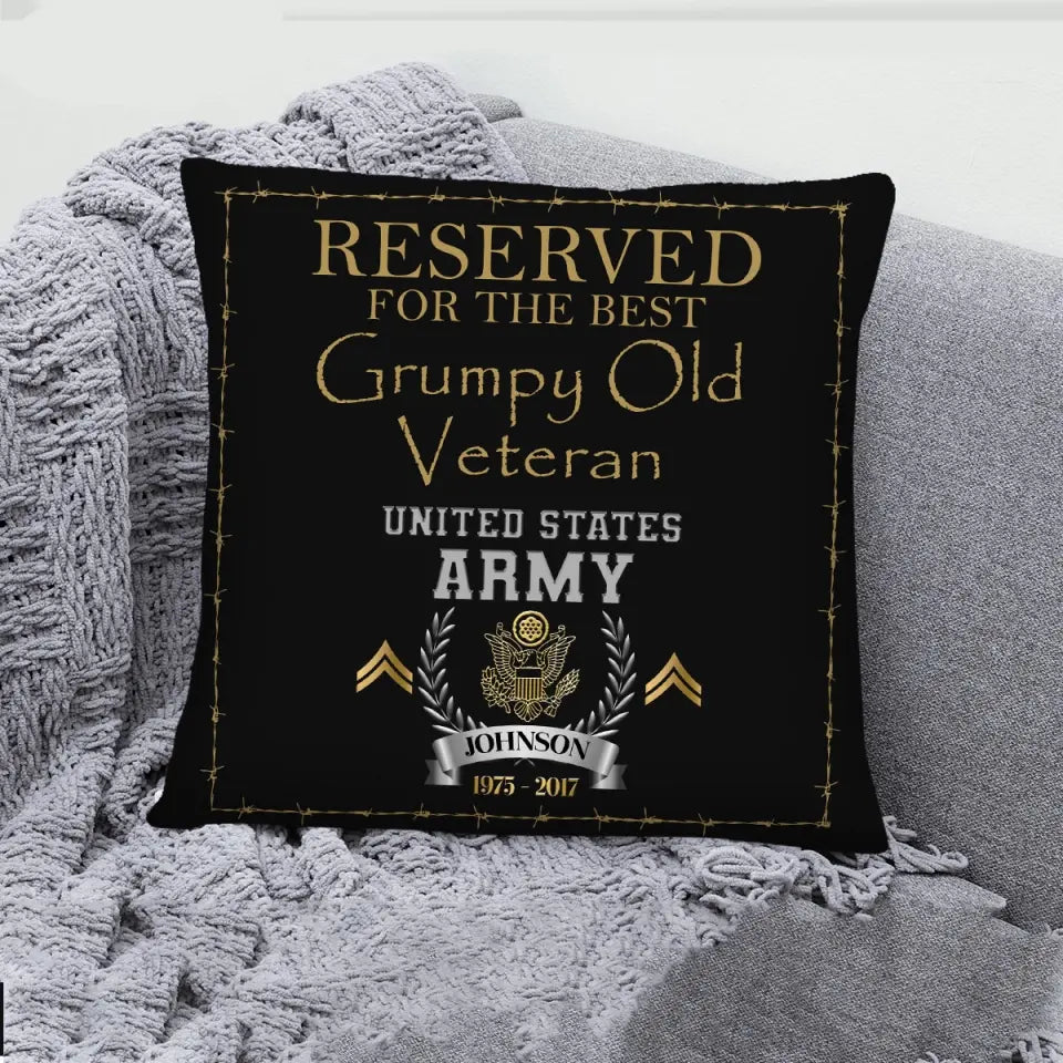 Personalized Reserved For The Best Grumpy Old Veteran US Army Rank Camo Pillow Printed AHVQ24493