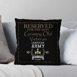 Personalized Reserved For The Best Grumpy Old Veteran Canadian Army Rank Camo Pillow Printed AHVQ24493