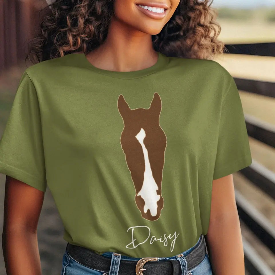 Personalized Upload Your Horse Photo Cartoon Horse Image T-shirt Printed VQ24498