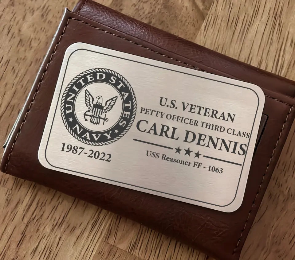 Personalized US Veteran Petty Officer Thir Class Aluminum Wallet Card Printed QTKH24495
