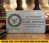 Personalized US Veteran Petty Officer Thir Class Aluminum Wallet Card Printed QTKH24495