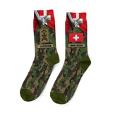 Personalized Swiss Veteran Rank Camo Custom Name & Time 3D Socks Printed KVH24503