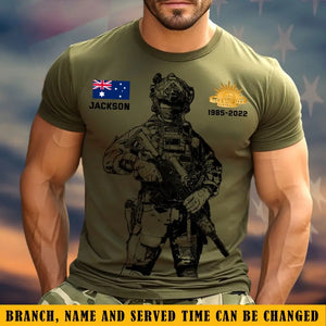 Personalized Australian Veteran Logo Custom Name & Time T-shirt Printed KVH24506