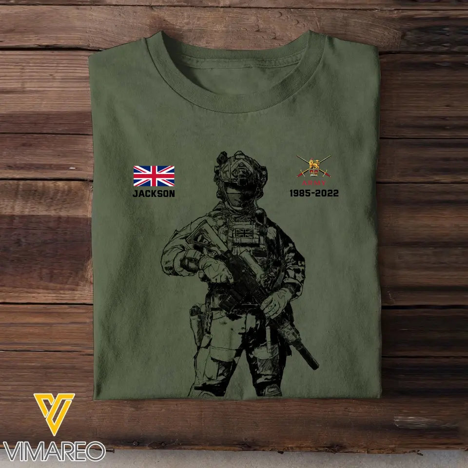 Personalized UK Veteran Logo Custom Name & Time T-shirt Printed KVH24506