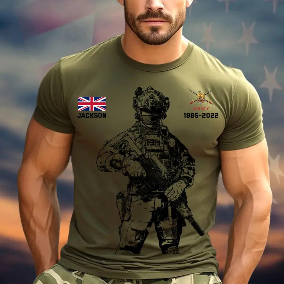 Personalized UK Veteran Logo Custom Name & Time T-shirt Printed KVH24506