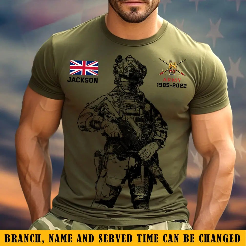 Personalized UK Veteran Logo Custom Name & Time T-shirt Printed KVH24506