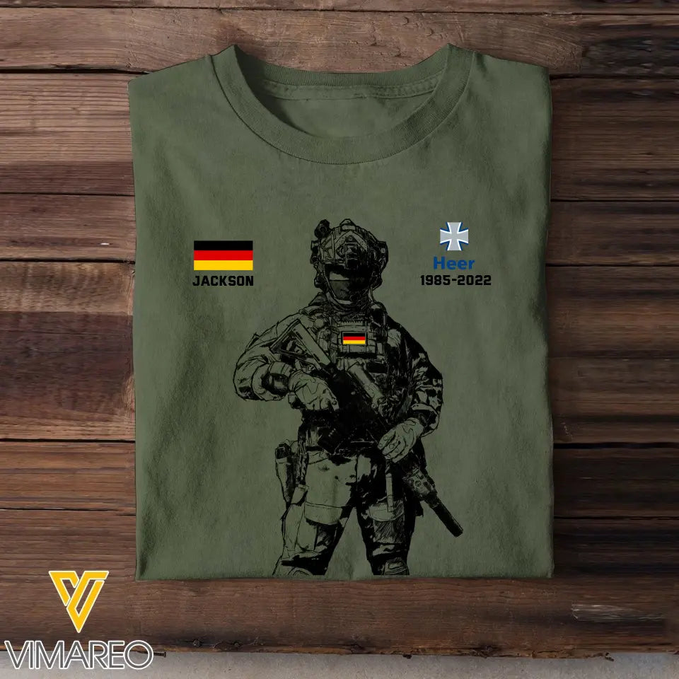Personalized German Veteran Logo Custom Name & Time T-shirt Printed KVH24506