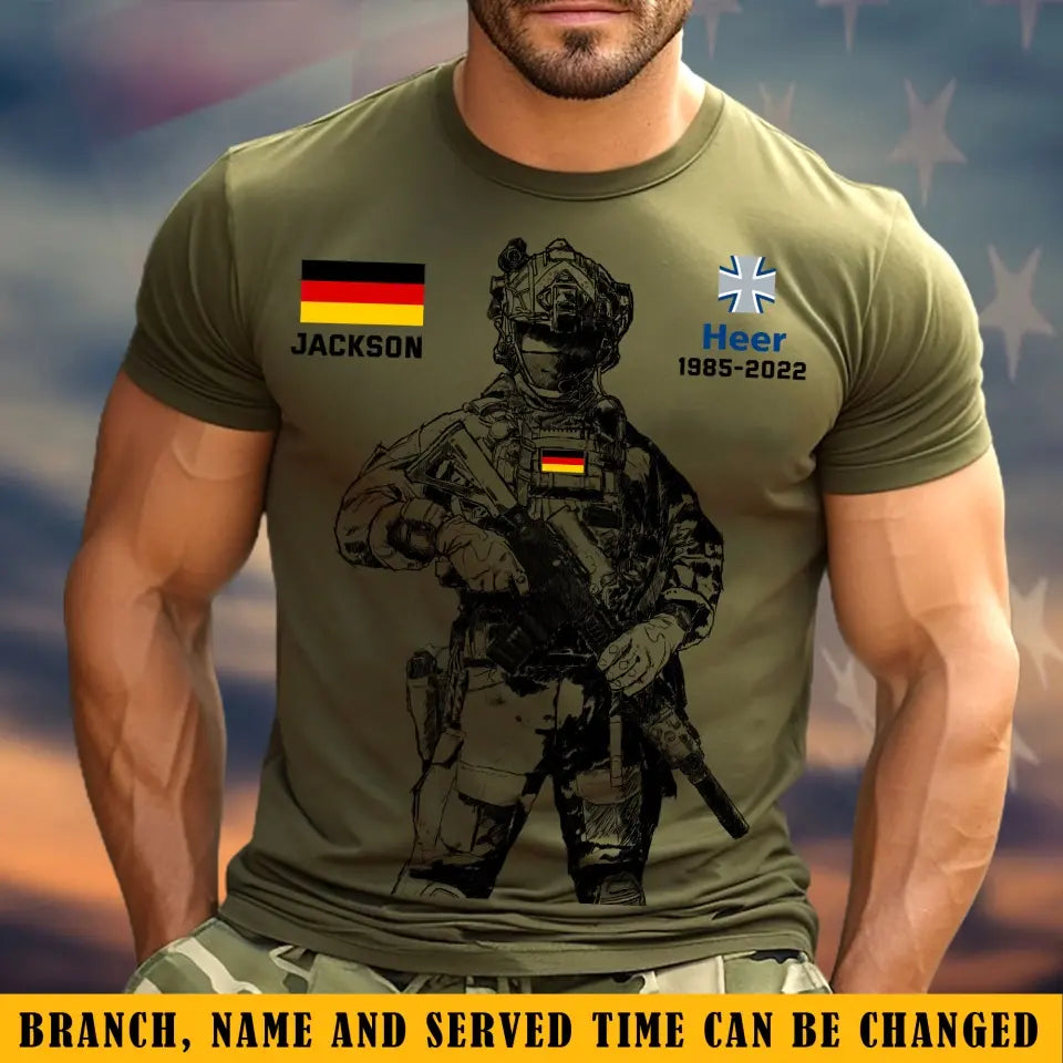 Personalized German Veteran Logo Custom Name & Time T-shirt Printed KVH24506