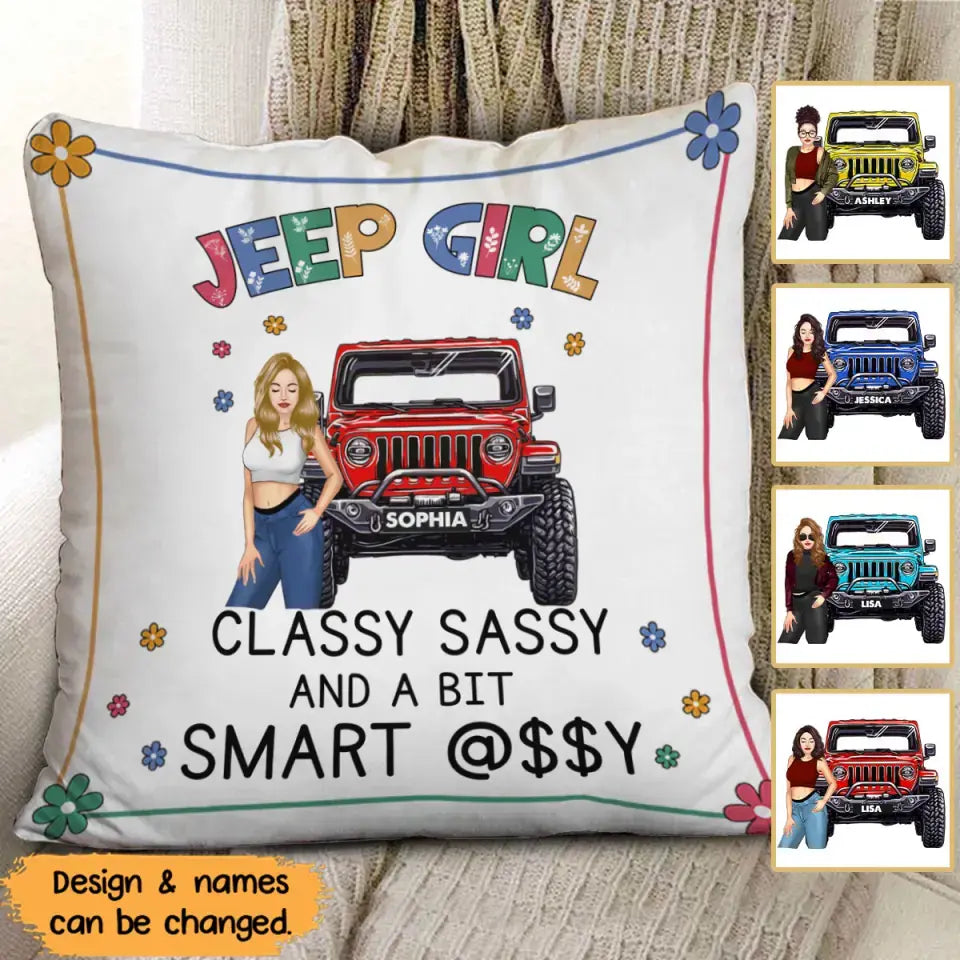 Personalized Jeep Girl Custom Name Pillow Printed VQ24520
