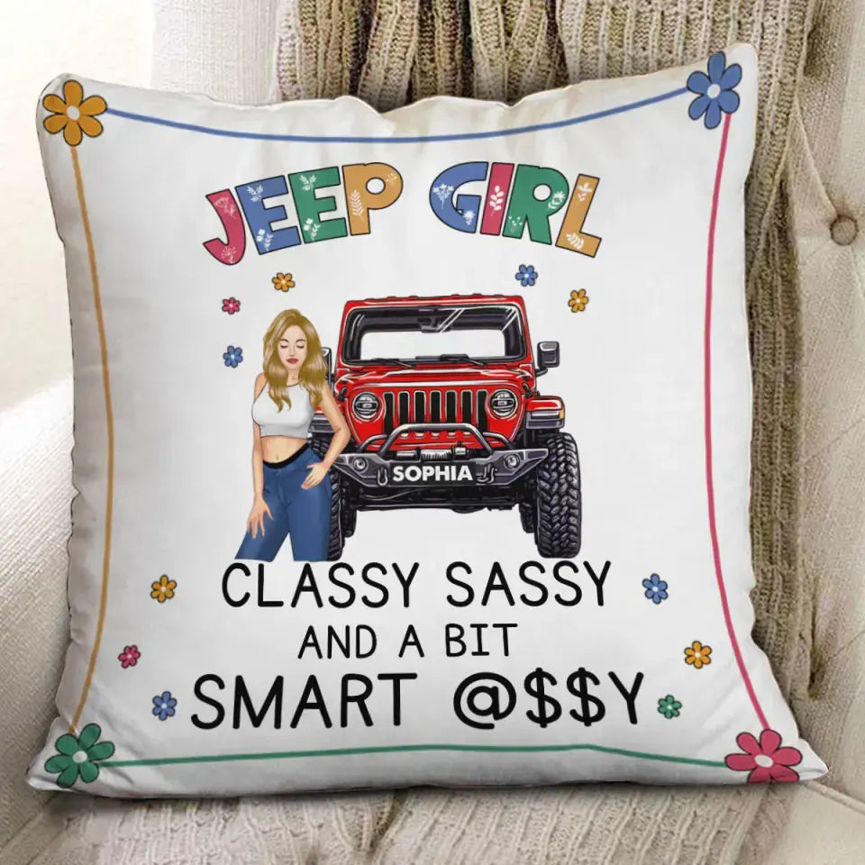 Personalized Jeep Girl Custom Name Pillow Printed VQ24520