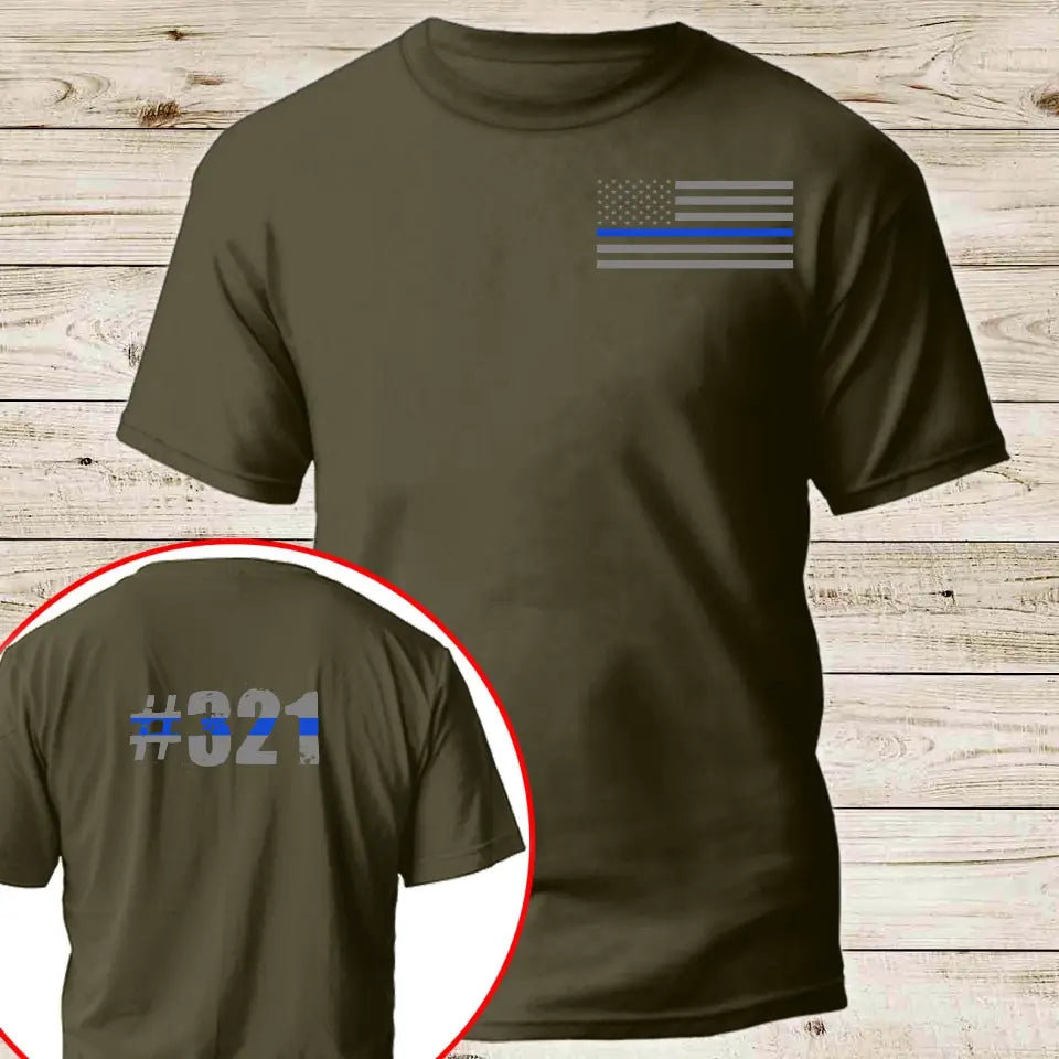 Personalized US Police Blueline Custom ID T-shirt Printed QTHN24524