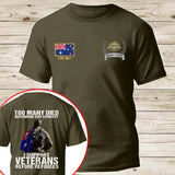 Personalized Australian Veteran Too Many Died Defending Our Country I Support Veterans Before Refugees T-shirt Printed AHKH24525