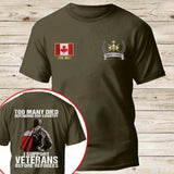 Personalized Canadian Veteran Too Many Died Defending Our Country I Support Veterans Before Refugees T-shirt Printed AHKH24525